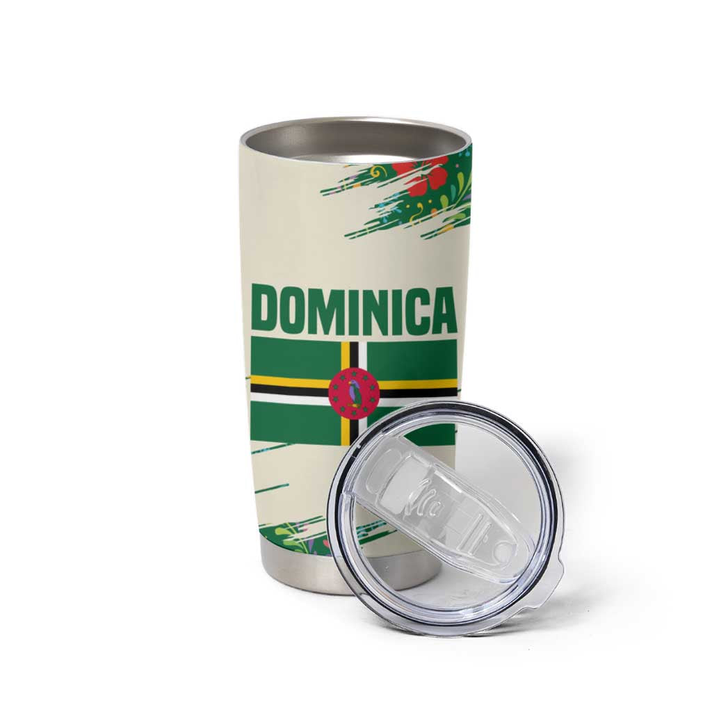 Dominica Christmas Tumbler Cup with Santa Snowman and Tropical Carnival Headpiece - Wonder Print Shop