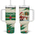 Dominica Christmas Tumbler With Handle with Santa Snowman and Tropical Carnival Headpiece - Wonder Print Shop