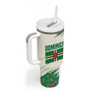 Dominica Christmas Tumbler With Handle with Santa Snowman and Tropical Carnival Headpiece - Wonder Print Shop