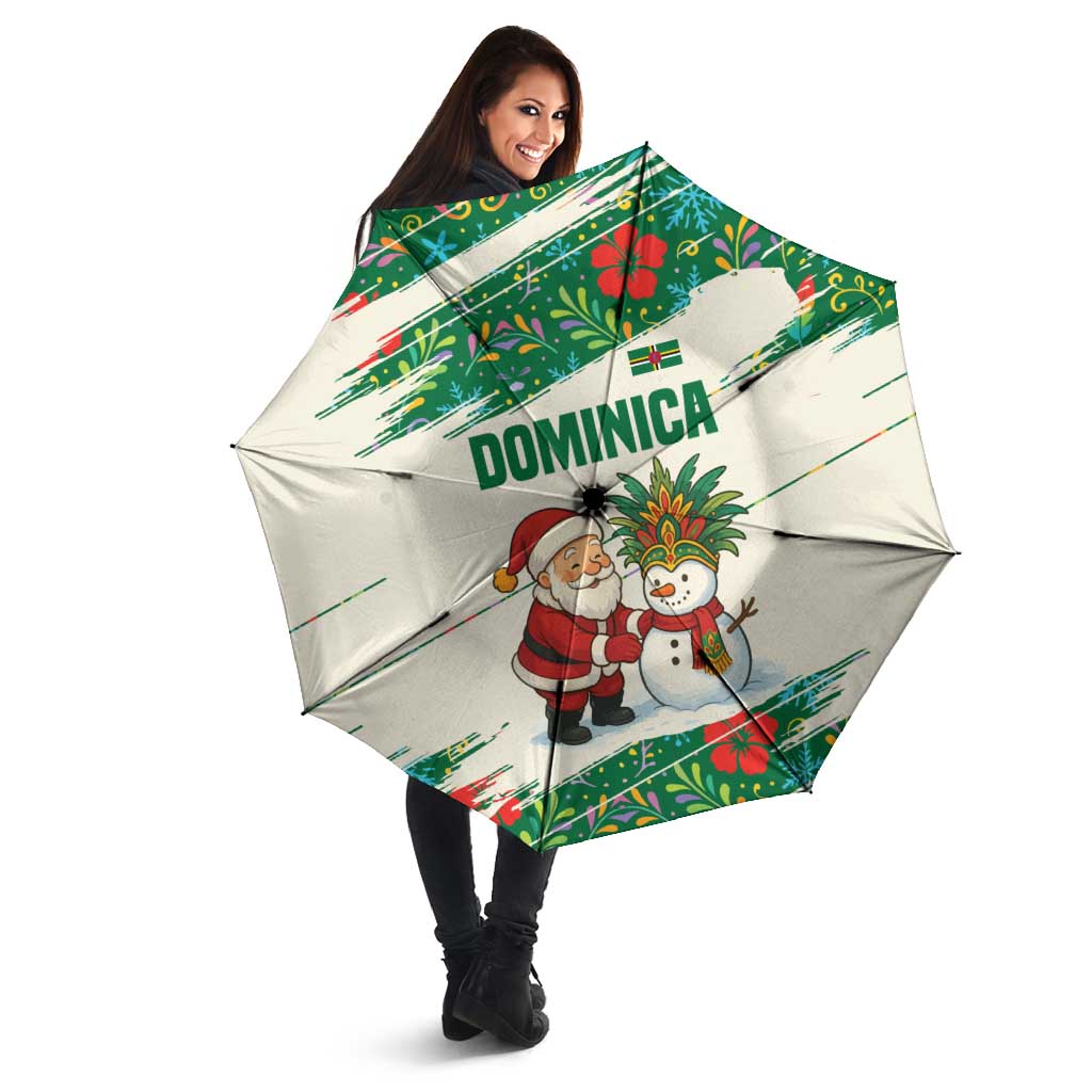 Dominica Christmas Umbrella with Santa Snowman and Tropical Carnival Headpiece - Wonder Print Shop