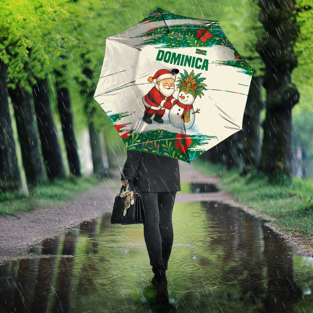 Dominica Christmas Umbrella with Santa Snowman and Tropical Carnival Headpiece - Wonder Print Shop