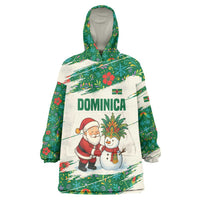 Dominica Christmas Wearable Blanket Hoodie with Santa Snowman and Tropical Carnival Headpiece - Wonder Print Shop