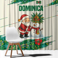 Dominica Christmas Window Curtain with Santa Snowman and Tropical Carnival Headpiece - Wonder Print Shop