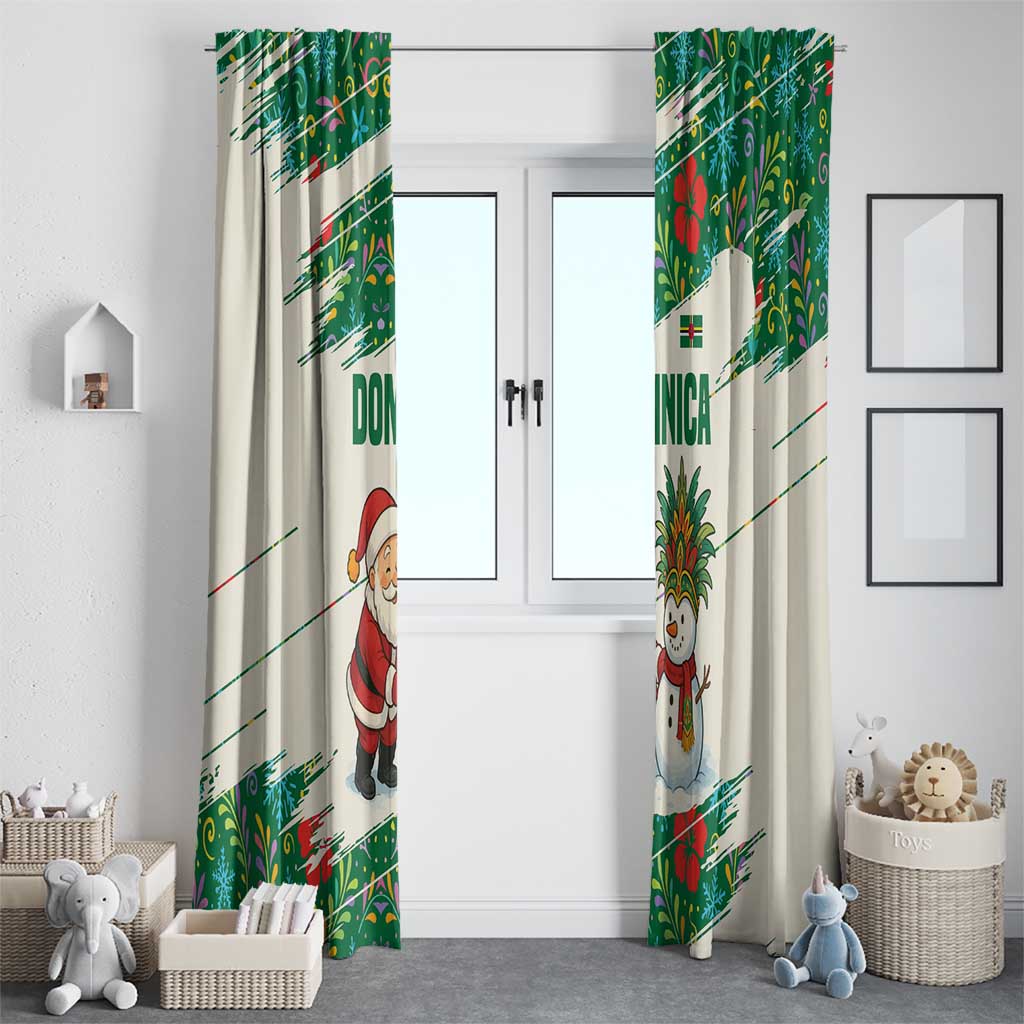 Dominica Christmas Window Curtain with Santa Snowman and Tropical Carnival Headpiece - Wonder Print Shop