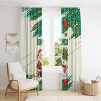 Dominica Christmas Window Curtain with Santa Snowman and Tropical Carnival Headpiece - Wonder Print Shop