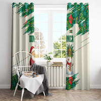 Dominica Christmas Window Curtain with Santa Snowman and Tropical Carnival Headpiece - Wonder Print Shop