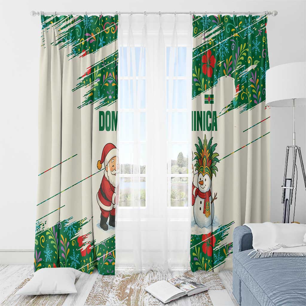 Dominica Christmas Window Curtain with Santa Snowman and Tropical Carnival Headpiece - Wonder Print Shop
