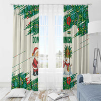 Dominica Christmas Window Curtain with Santa Snowman and Tropical Carnival Headpiece - Wonder Print Shop