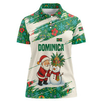 Dominica Christmas Women Polo Shirt with Santa Snowman and Tropical Carnival Headpiece - Wonder Print Shop