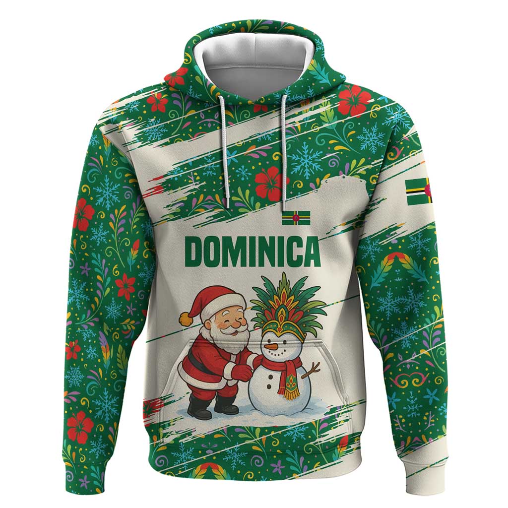 Dominica Christmas Zip Hoodie with Santa Snowman and Tropical Carnival Headpiece - Wonder Print Shop