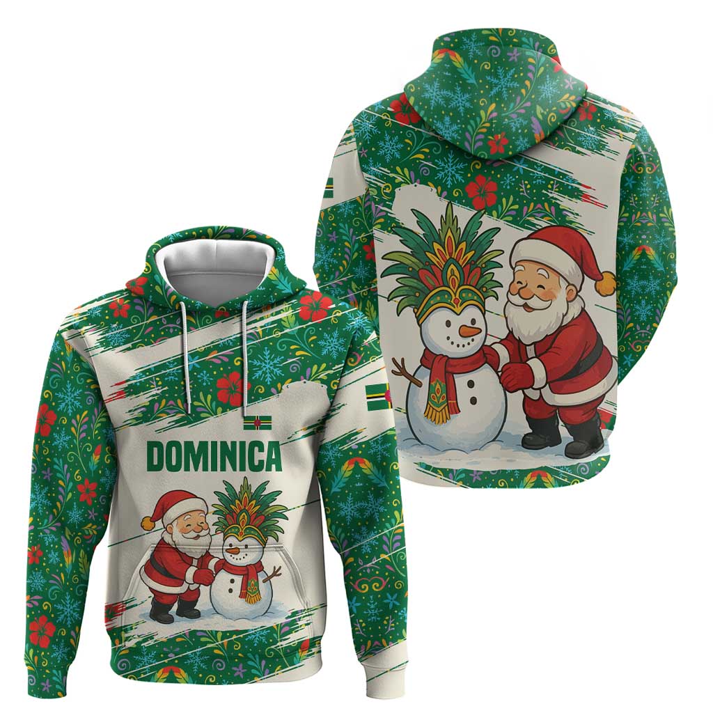 Dominica Christmas Zip Hoodie with Santa Snowman and Tropical Carnival Headpiece - Wonder Print Shop