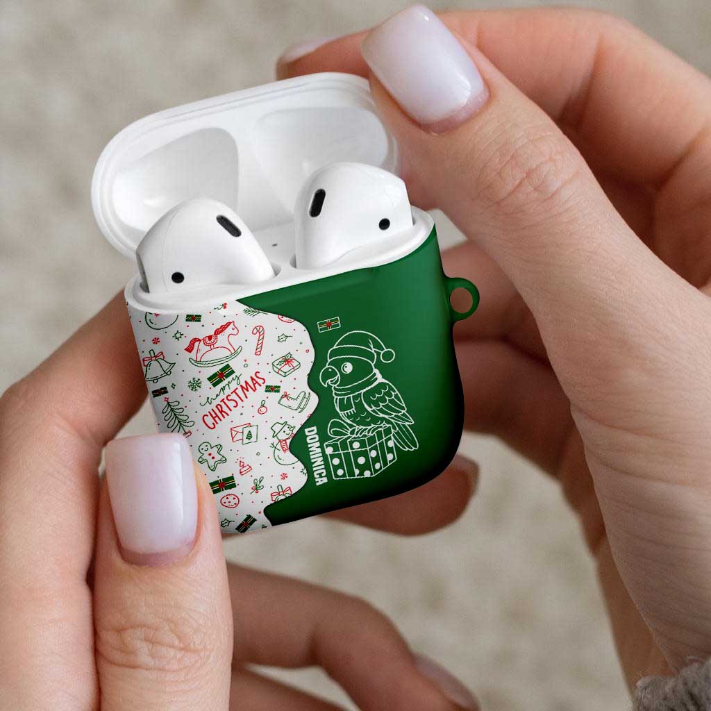 Dominica Christmas AirPods Case with Parrot Gift Box and Festive Pattern Design - Wonder Print Shop