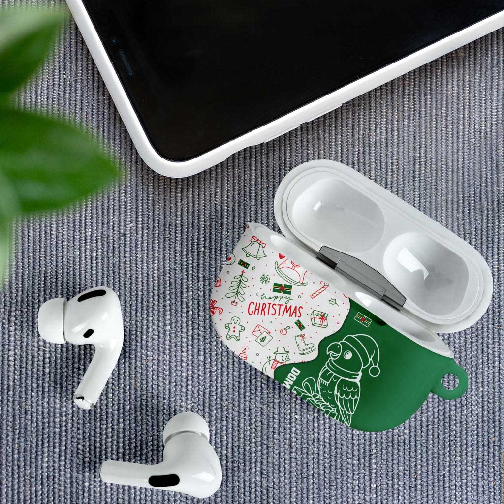 Dominica Christmas AirPods Case with Parrot Gift Box and Festive Pattern Design - Wonder Print Shop