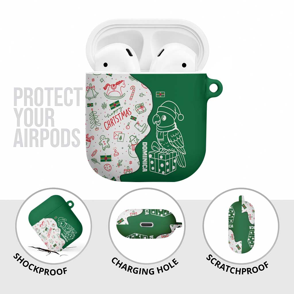 Dominica Christmas AirPods Case with Parrot Gift Box and Festive Pattern Design - Wonder Print Shop