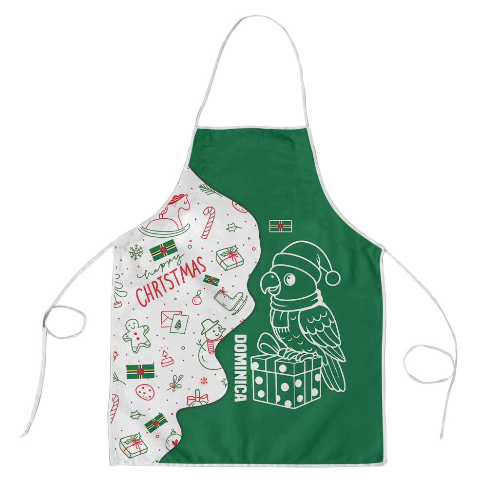 Dominica Christmas Apron with Parrot Gift Box and Festive Pattern Design - Wonder Print Shop