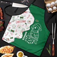 Dominica Christmas Apron with Parrot Gift Box and Festive Pattern Design - Wonder Print Shop