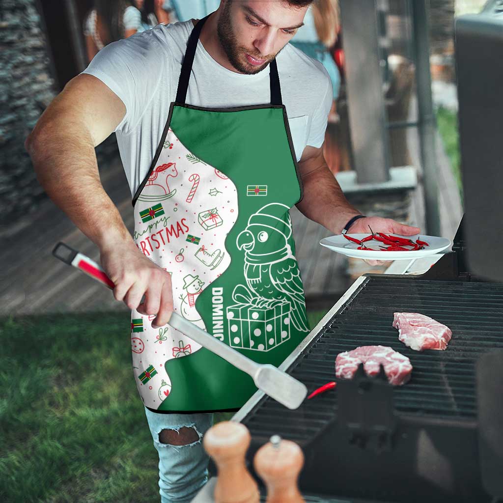 Dominica Christmas Apron with Parrot Gift Box and Festive Pattern Design - Wonder Print Shop