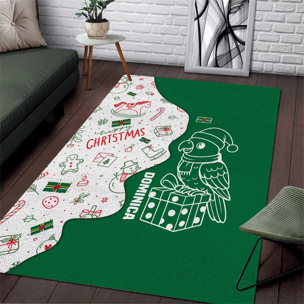 Dominica Christmas Area Rug with Parrot Gift Box and Festive Pattern Design - Wonder Print Shop