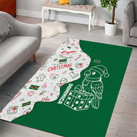 Dominica Christmas Area Rug with Parrot Gift Box and Festive Pattern Design - Wonder Print Shop