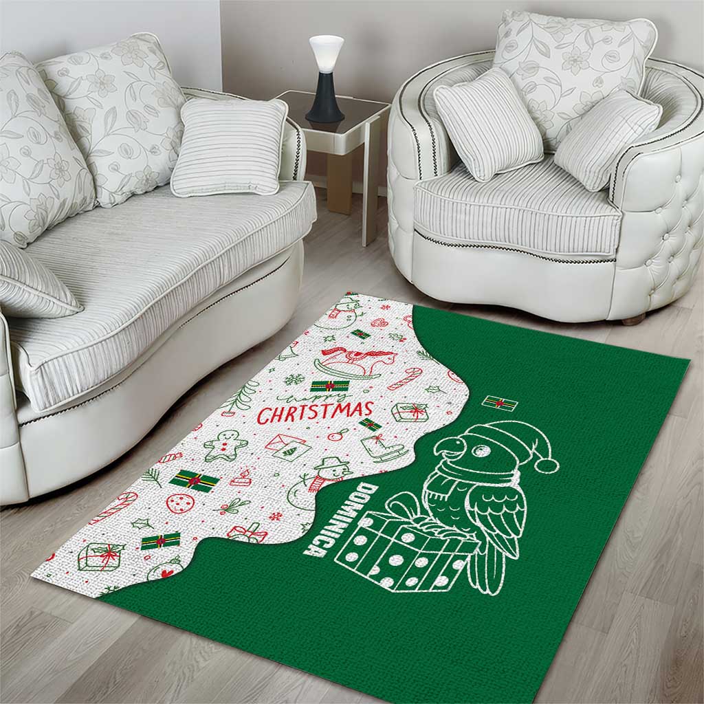 Dominica Christmas Area Rug with Parrot Gift Box and Festive Pattern Design - Wonder Print Shop