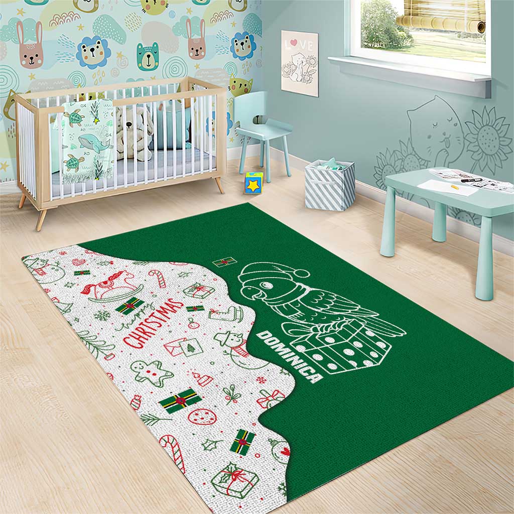 Dominica Christmas Area Rug with Parrot Gift Box and Festive Pattern Design - Wonder Print Shop