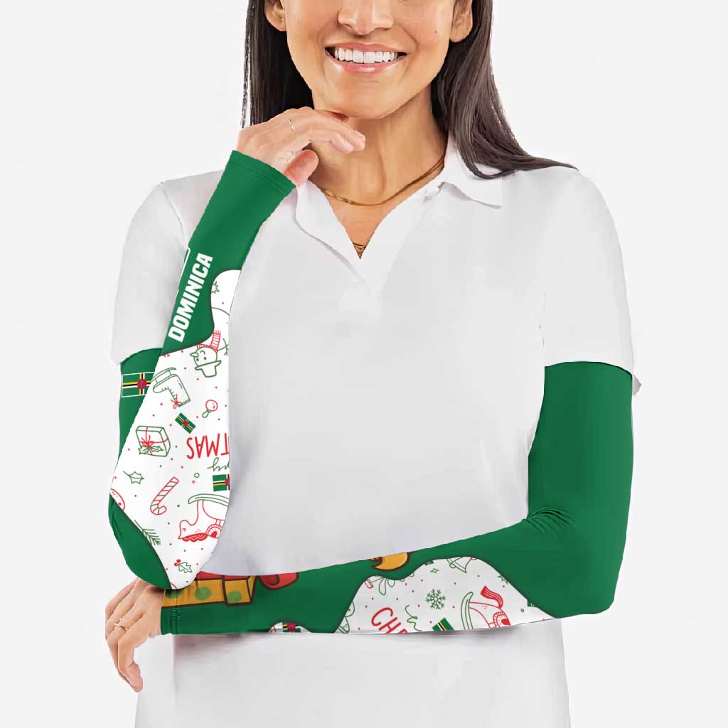 Dominica Christmas Arm Sleeves with Parrot Gift Box and Festive Pattern Design - Wonder Print Shop