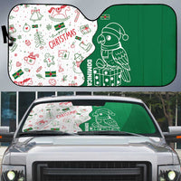 Dominica Christmas Auto Sun Shade with Parrot Gift Box and Festive Pattern Design - Wonder Print Shop