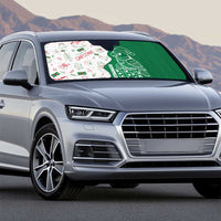 Dominica Christmas Auto Sun Shade with Parrot Gift Box and Festive Pattern Design - Wonder Print Shop