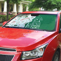 Dominica Christmas Auto Sun Shade with Parrot Gift Box and Festive Pattern Design - Wonder Print Shop