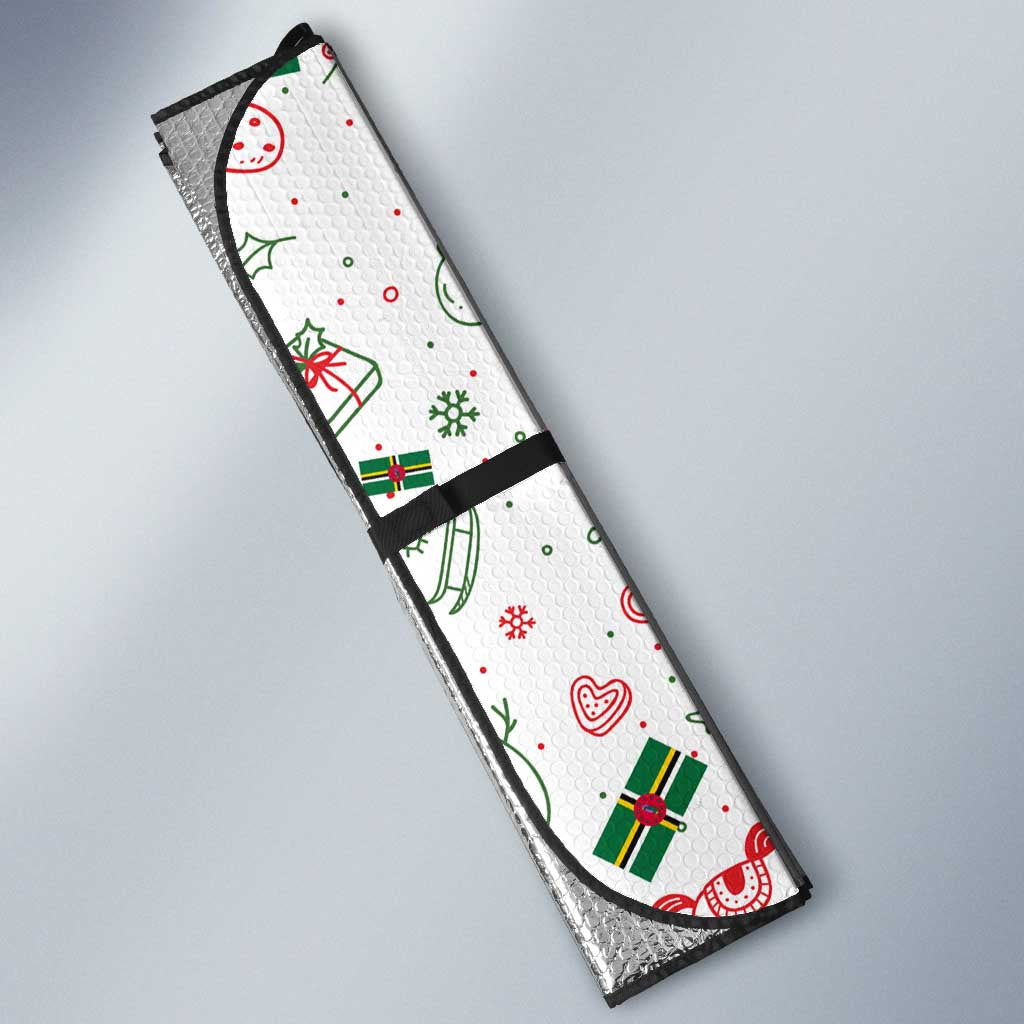 Dominica Christmas Auto Sun Shade with Parrot Gift Box and Festive Pattern Design - Wonder Print Shop