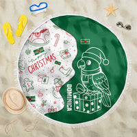 Dominica Christmas Beach Blanket with Parrot Gift Box and Festive Pattern Design - Wonder Print Shop