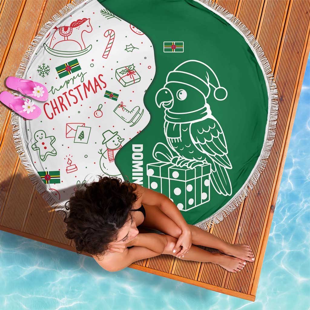 Dominica Christmas Beach Blanket with Parrot Gift Box and Festive Pattern Design - Wonder Print Shop