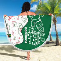 Dominica Christmas Beach Blanket with Parrot Gift Box and Festive Pattern Design - Wonder Print Shop