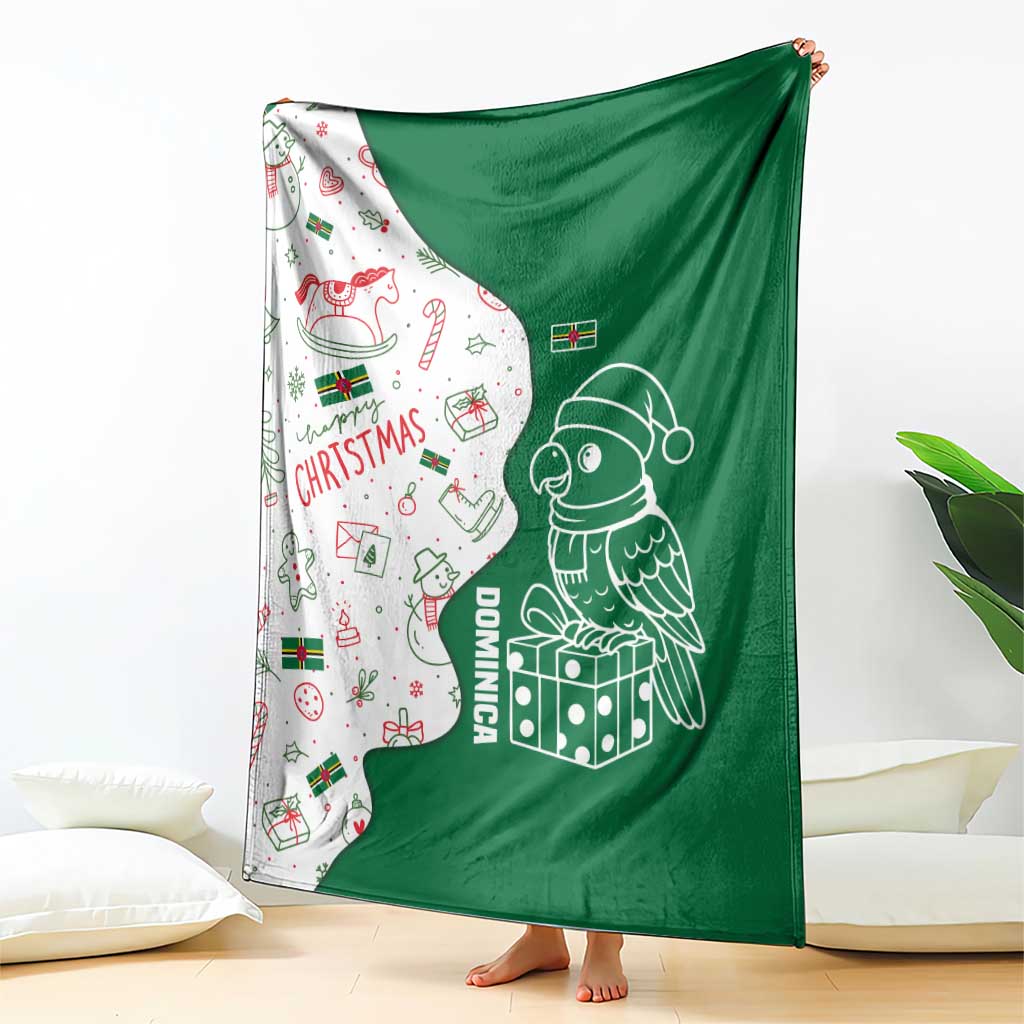 Dominica Christmas Blanket with Parrot Gift Box and Festive Pattern Design - Wonder Print Shop