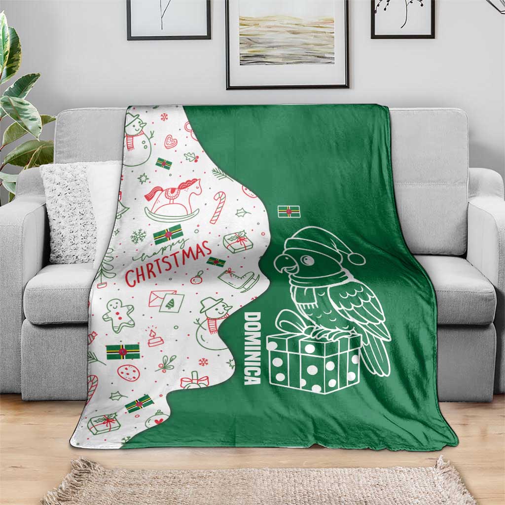 Dominica Christmas Blanket with Parrot Gift Box and Festive Pattern Design - Wonder Print Shop