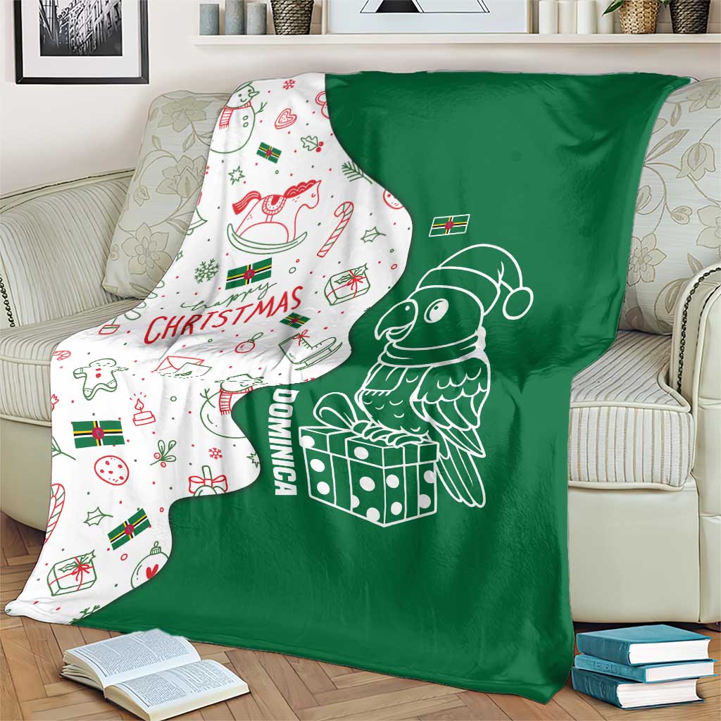 Dominica Christmas Blanket with Parrot Gift Box and Festive Pattern Design - Wonder Print Shop