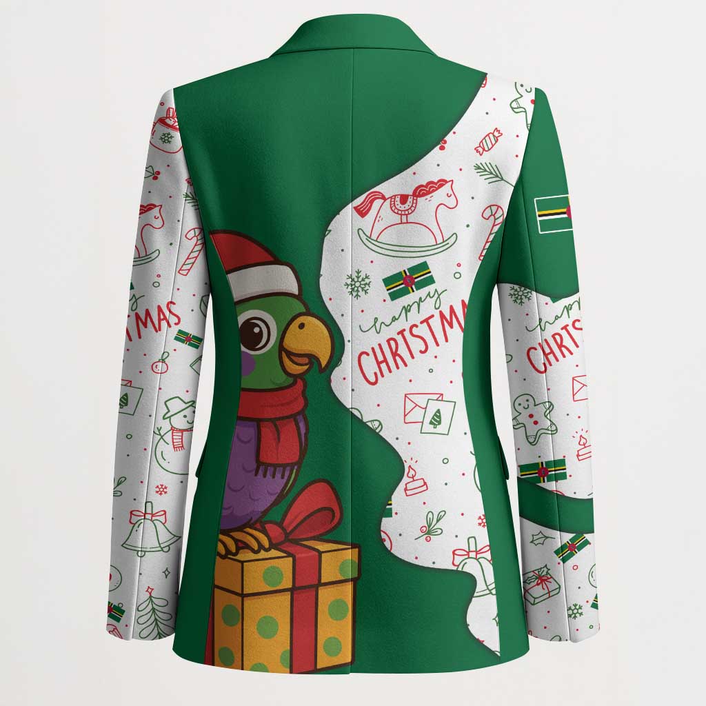 Dominica Christmas Blazer with Parrot Gift Box and Festive Pattern Design - Wonder Print Shop