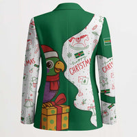 Dominica Christmas Blazer with Parrot Gift Box and Festive Pattern Design - Wonder Print Shop