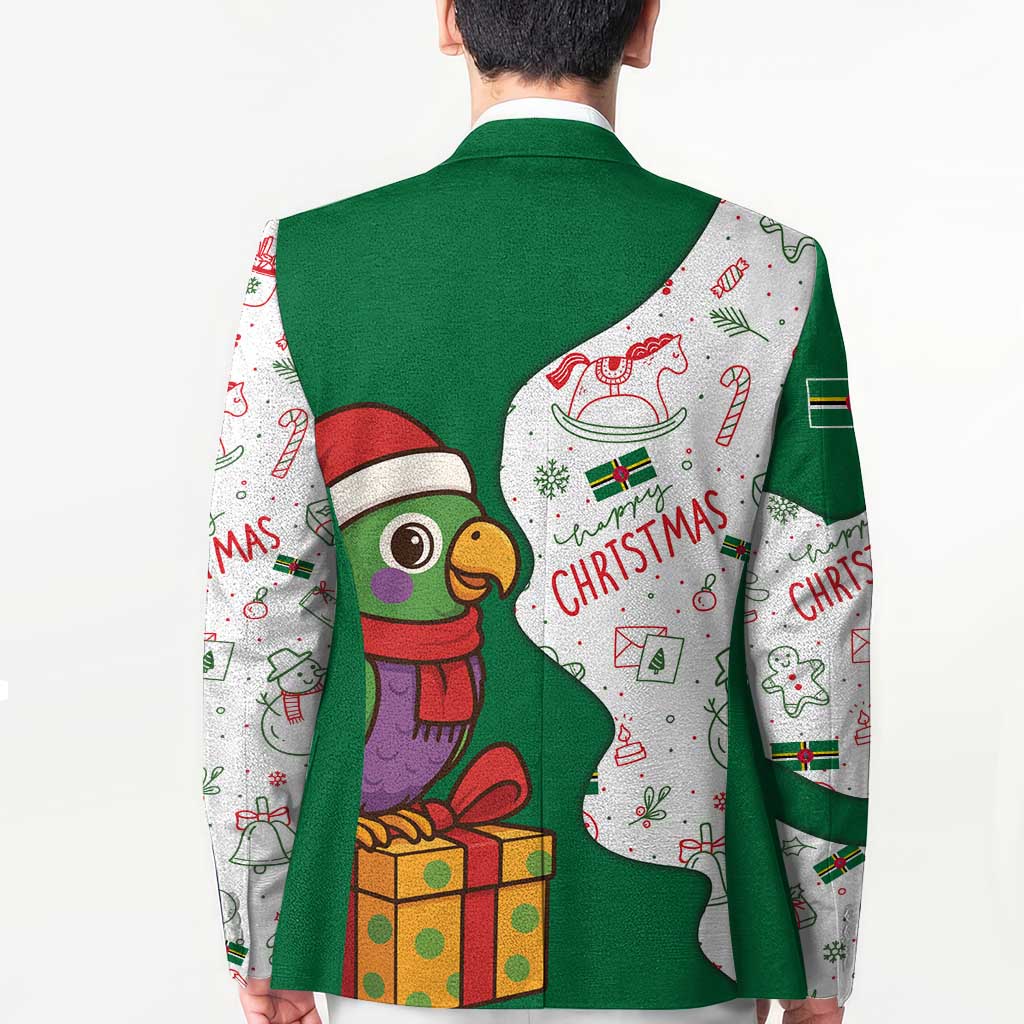 Dominica Christmas Blazer with Parrot Gift Box and Festive Pattern Design - Wonder Print Shop