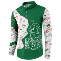 Dominica Christmas Button Sweatshirt with Parrot Gift Box and Festive Pattern Design - Wonder Print Shop