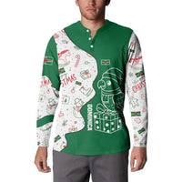 Dominica Christmas Button Sweatshirt with Parrot Gift Box and Festive Pattern Design - Wonder Print Shop