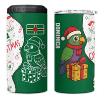 Dominica Christmas 4 in 1 Can Cooler Tumbler with Parrot Gift Box and Festive Pattern Design - Wonder Print Shop