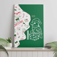 Dominica Christmas Canvas Wall Art with Parrot Gift Box and Festive Pattern Design - Wonder Print Shop