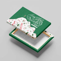 Dominica Christmas Canvas Wall Art with Parrot Gift Box and Festive Pattern Design - Wonder Print Shop