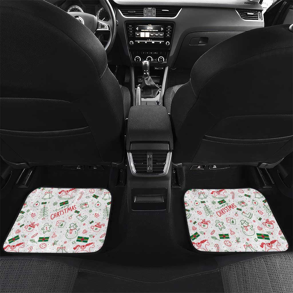 Dominica Christmas Car Mats with Parrot Gift Box and Festive Pattern Design - Wonder Print Shop
