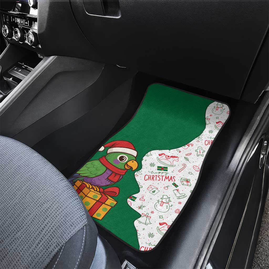 Dominica Christmas Car Mats with Parrot Gift Box and Festive Pattern Design - Wonder Print Shop