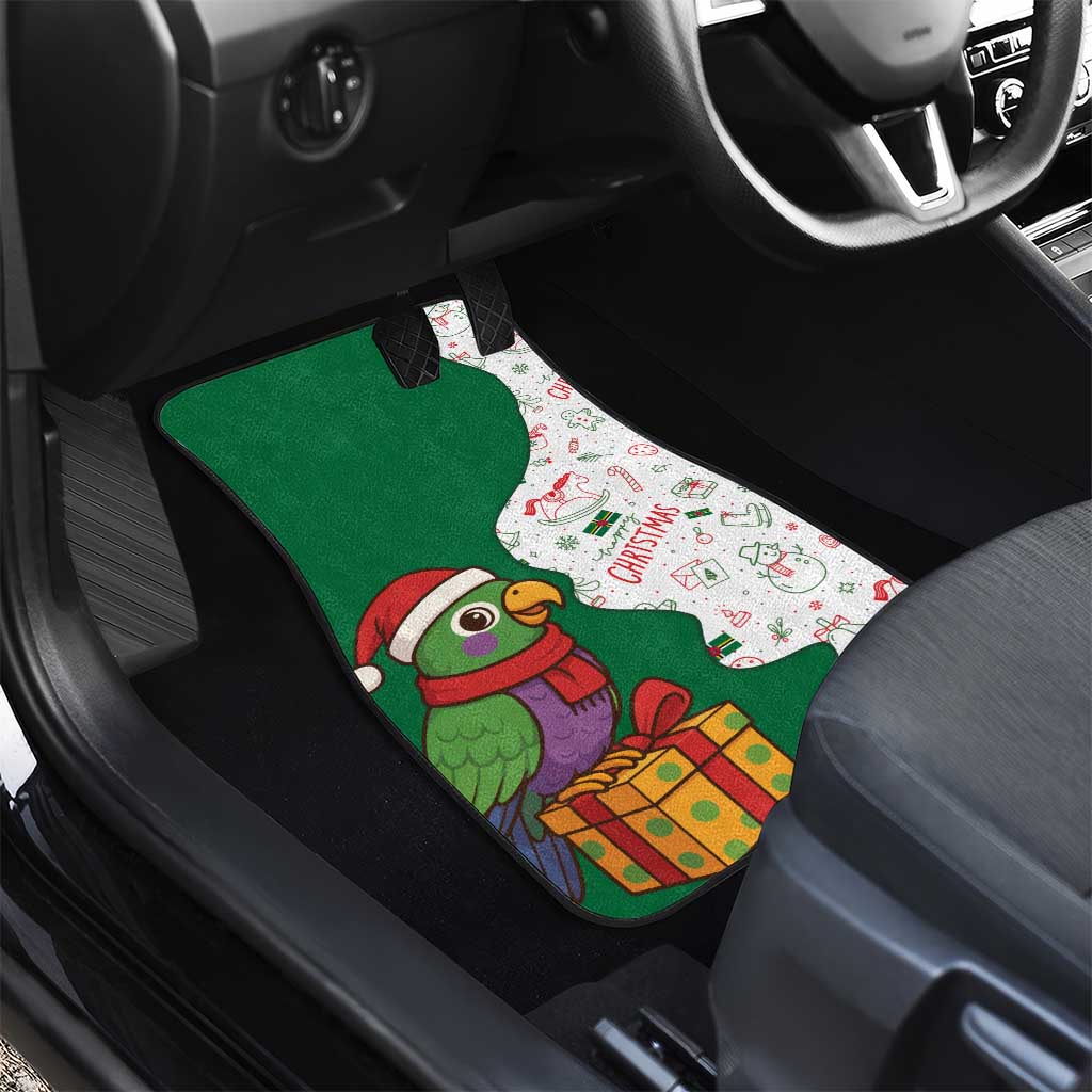 Dominica Christmas Car Mats with Parrot Gift Box and Festive Pattern Design - Wonder Print Shop