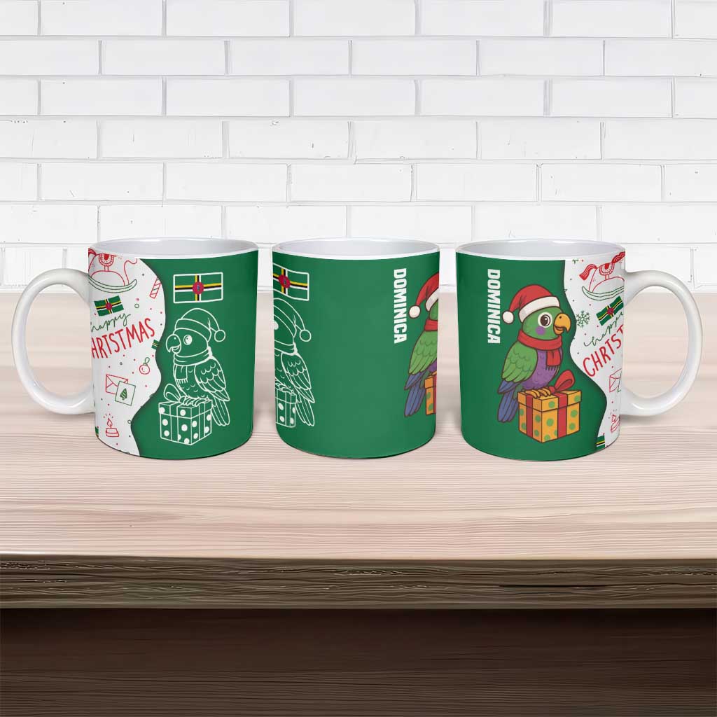 Dominica Christmas Ceramic Mug with Parrot Gift Box and Festive Pattern Design - Wonder Print Shop