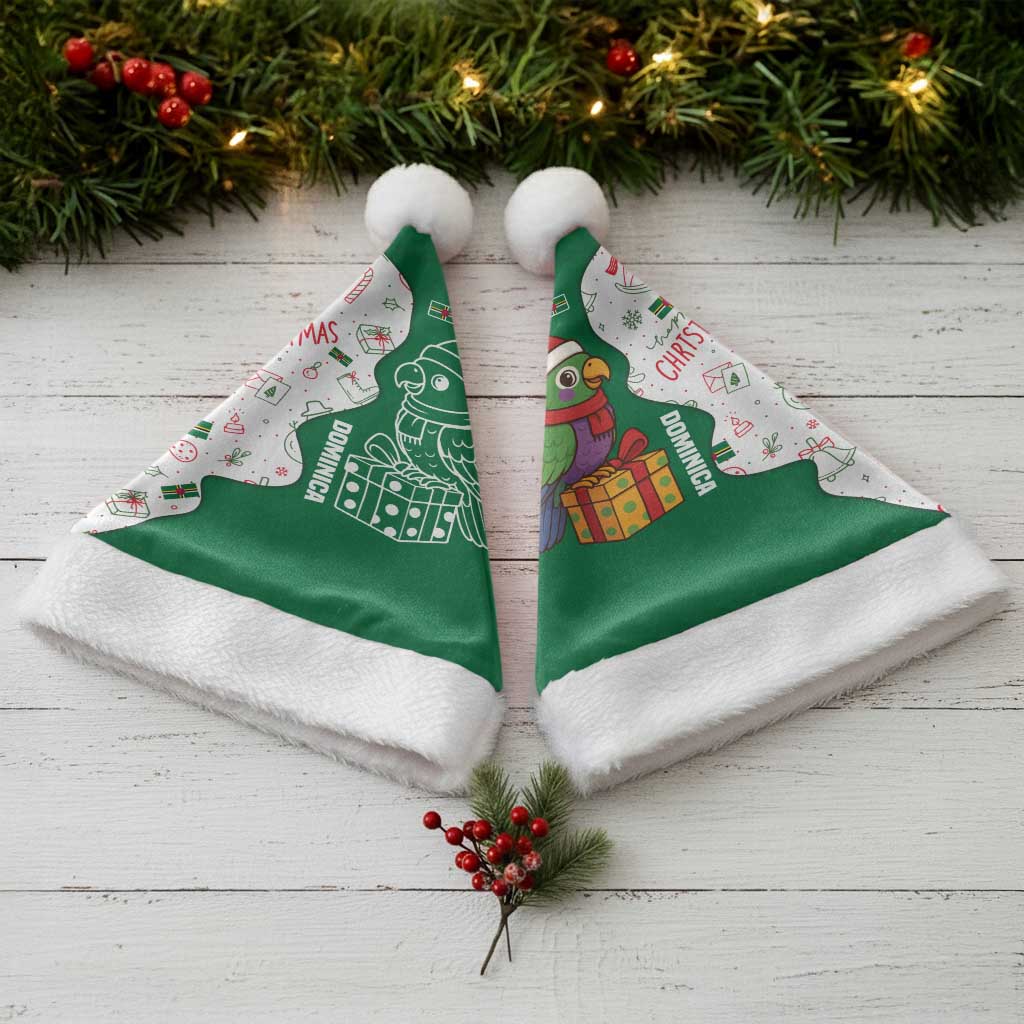 Dominica Christmas Santa Hat with Parrot Gift Box and Festive Pattern Design - Wonder Print Shop