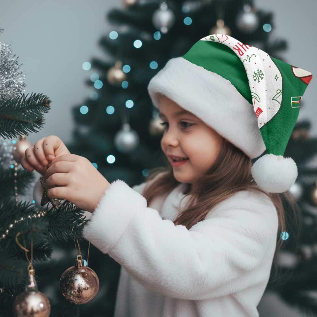 Dominica Christmas Santa Hat with Parrot Gift Box and Festive Pattern Design - Wonder Print Shop